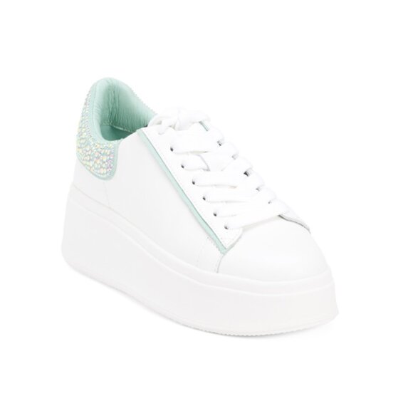ASH White/mint Leather Move Strass S Sneakers - Picture 1 of 2